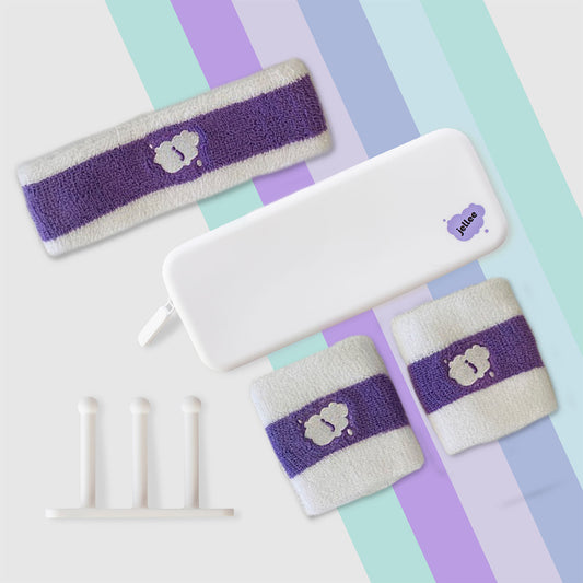 Purple and White Striped jellee Bands Beauty Kit